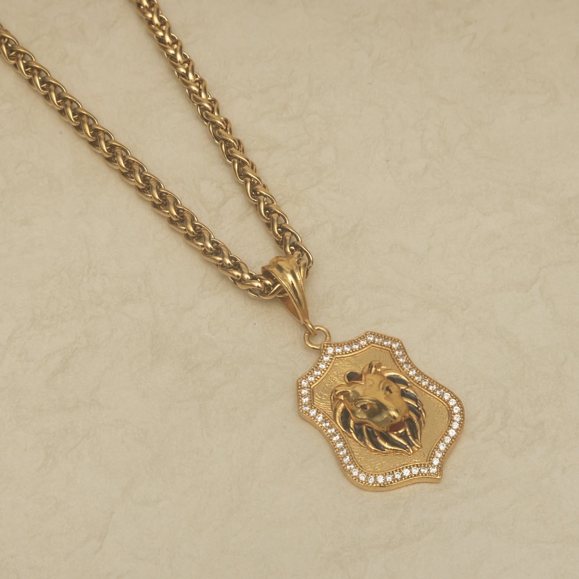 Portrait Of Tiger With Gold Chain Pendant