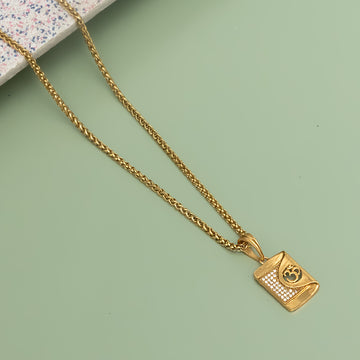 Om Square Men's Gold Chain Pendant