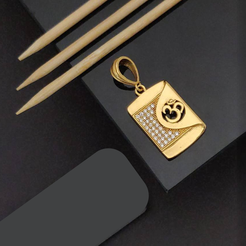 Om Square Men's Gold Pendant