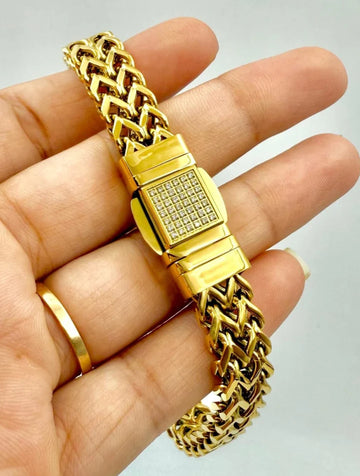 Valor Cuban Gold Diamond Lock Bracelet