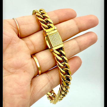 Valor Cuban Gold Diamond Lock Bracelet