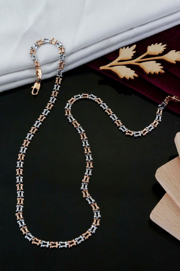 Regal Dual-Tone Box Link Chain – Rose Gold & Silver Edition