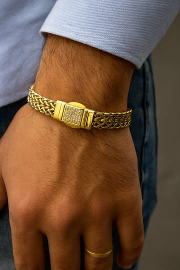 Valor Cuban Gold Diamond Lock Bracelet